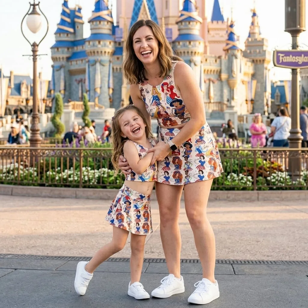 Disney Princess Patriotic 4th Of July Activewear Set, Mama Mini Family Matching Outfit - Image 3