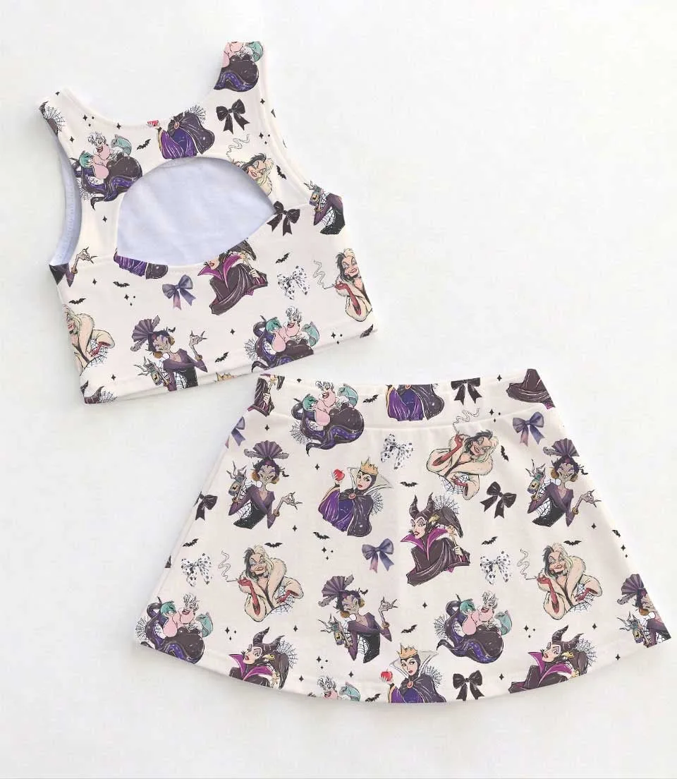 Disney Halloween Villains Family Matching Dress Set, Maleficent Ursula Cruella Evil Queen Two Piece Dress Set, Spooky Gothic Mom and Me Outfit Costume - Image 2
