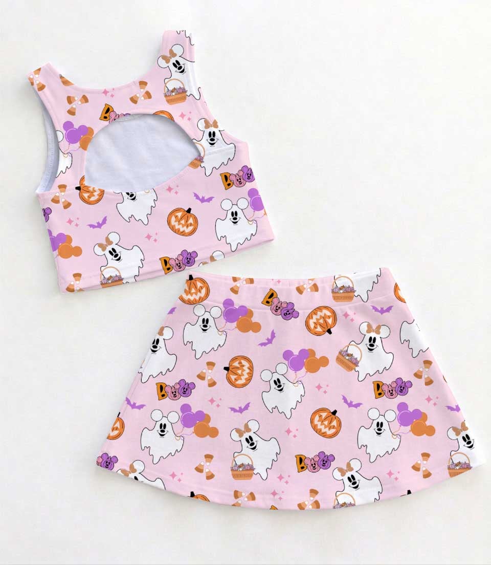Disney Halloween Mickey Ghost Pumpkin Family Matching Dress Set, Mickey Boo Pink Two Piece Dress Set, Spooky Cute Mom and Me Outfit Costume - Image 2