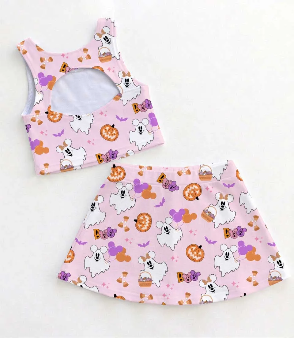 Disney Halloween Mickey Ghost Pumpkin Family Matching Dress Set, Mickey Boo Pink Two Piece Dress Set, Spooky Cute Mom and Me Outfit Costume - Image 2