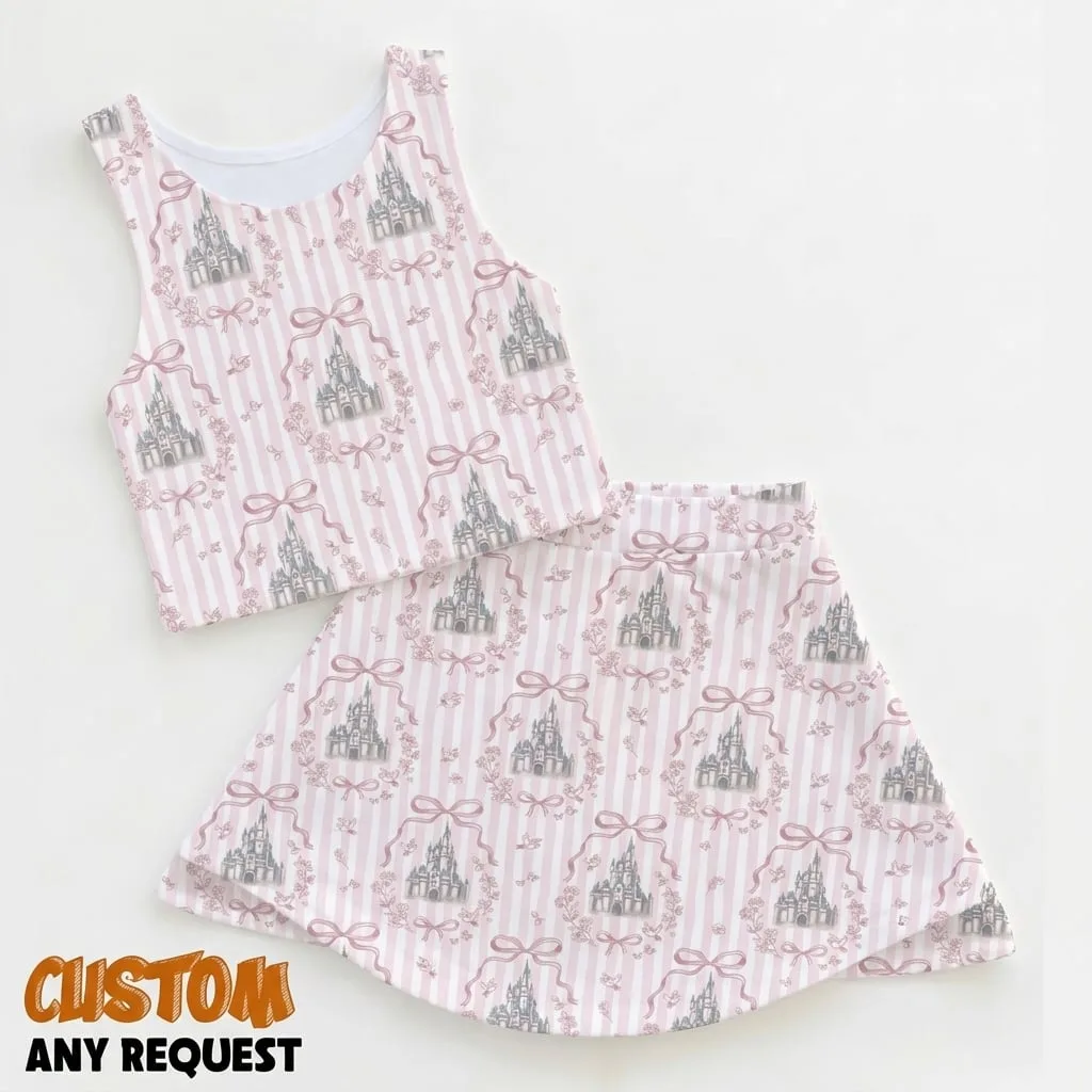 Princess Castle Dress Set, Disney Park Vacation Outfit, Coquette Bow Family Matching Clothes