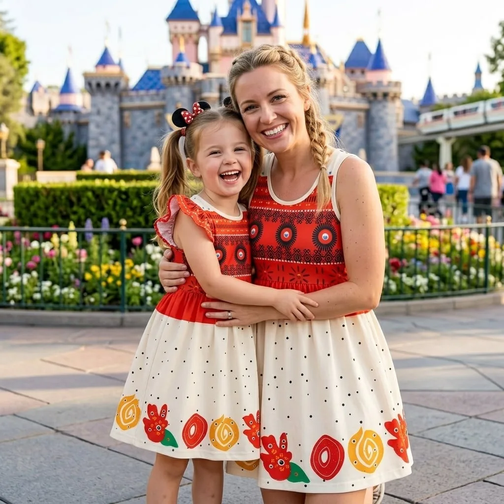 Disney Moana Costume Dress, Mama Mini Family Matching Ruffle Dress - Image 4