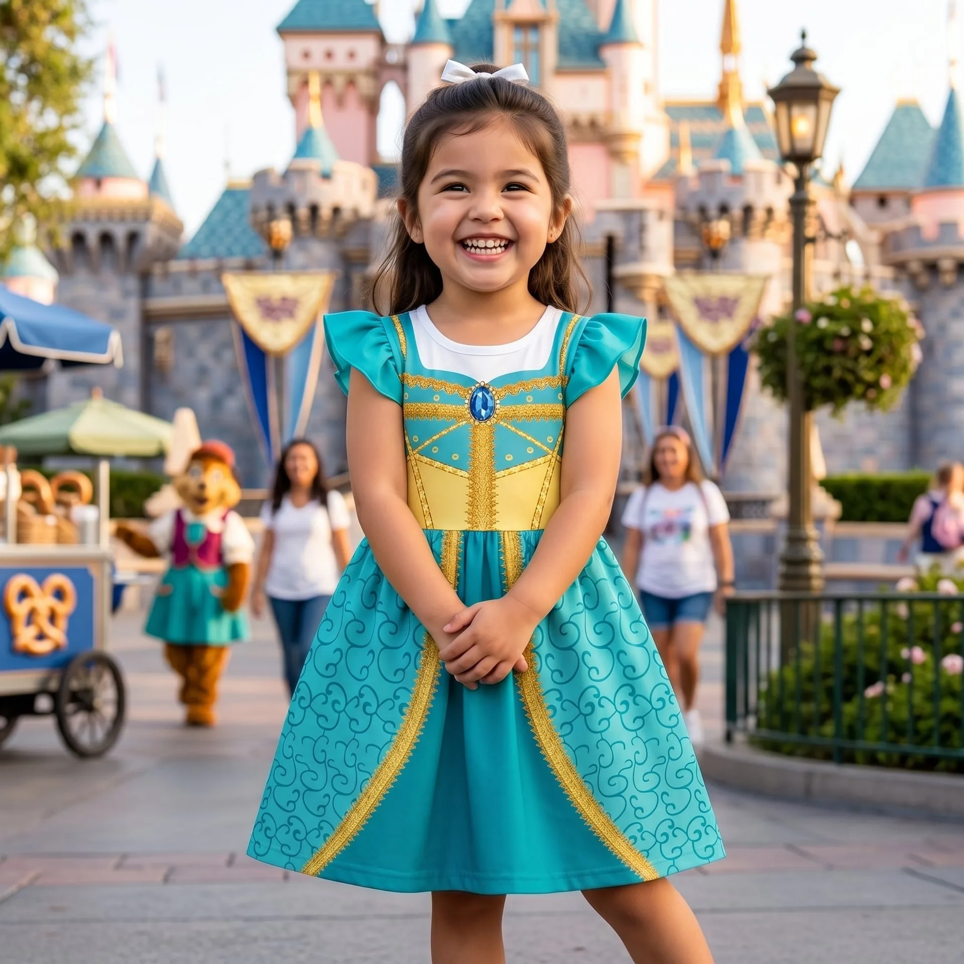Girls Disney Jasmine Aladdin Princess Ruffle Dress, Family Matching Outfit - Image 3