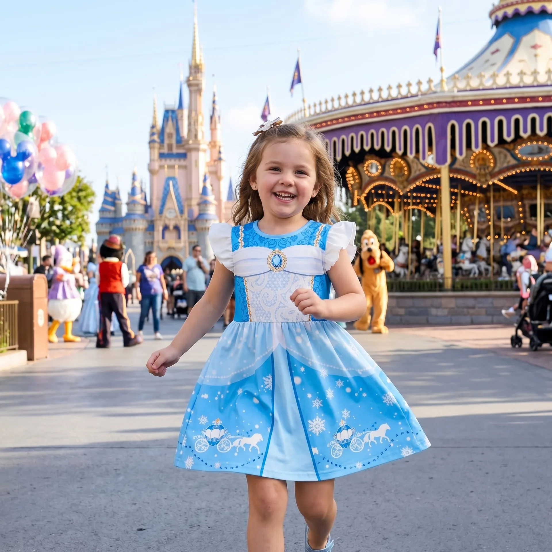 Girls Disney Cinderella Ruffle Princess Dress, Family Matching Outfit - Image 3