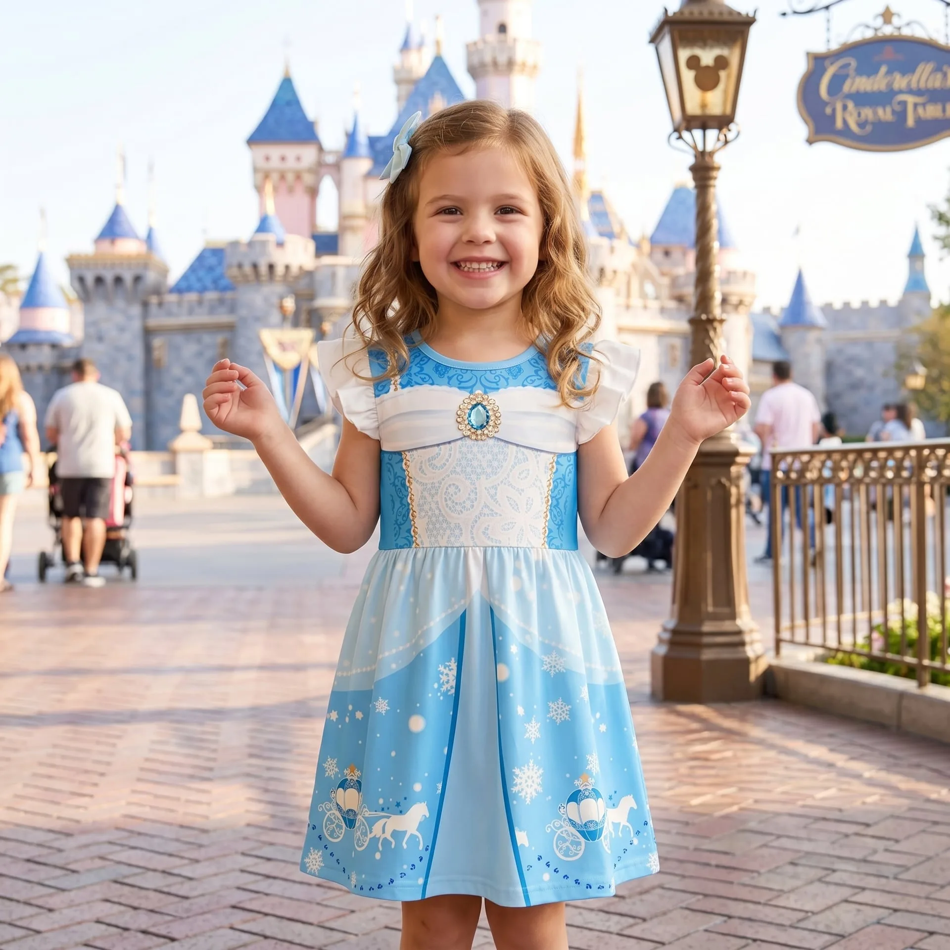 Girls Disney Cinderella Ruffle Princess Dress, Family Matching Outfit - Image 2