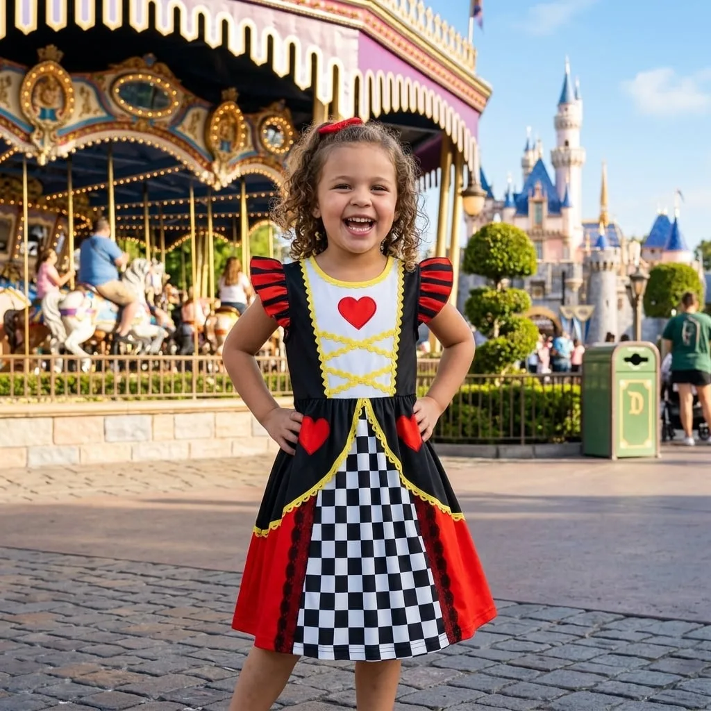 Queen of Hearts Twirl Dress, Disney Parks Outfit for Girls, Alice in Wonderland Dress - Image 3
