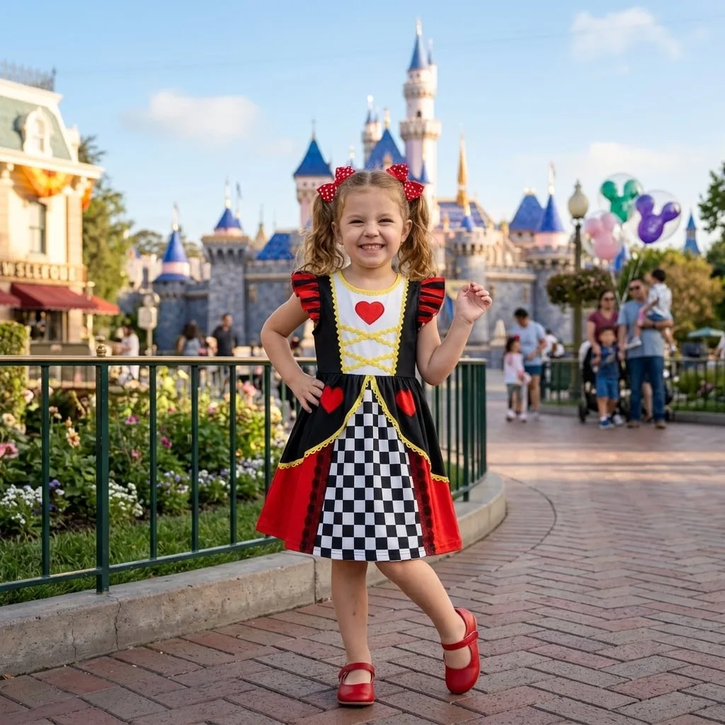 Queen of Hearts Twirl Dress, Disney Parks Outfit for Girls, Alice in Wonderland Dress - Image 2