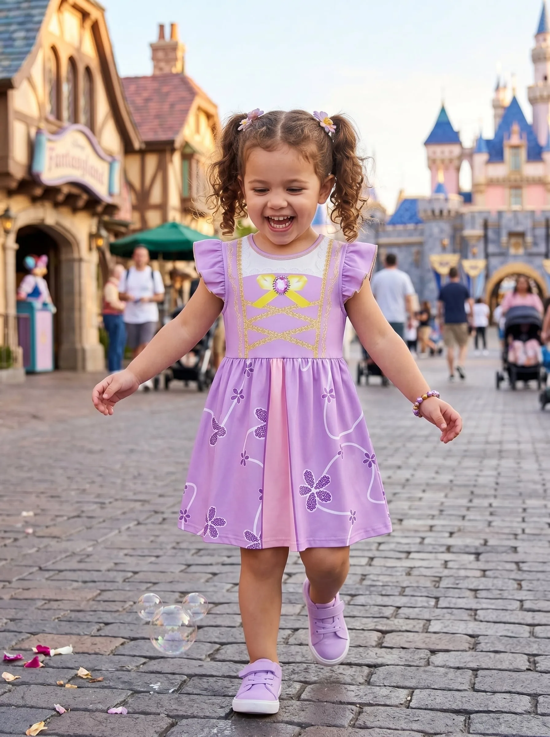 Rapunzel Tangled Princess Dress Set Disney Birthday Outfit, Magical Kingdom Princess Vacation Sundress