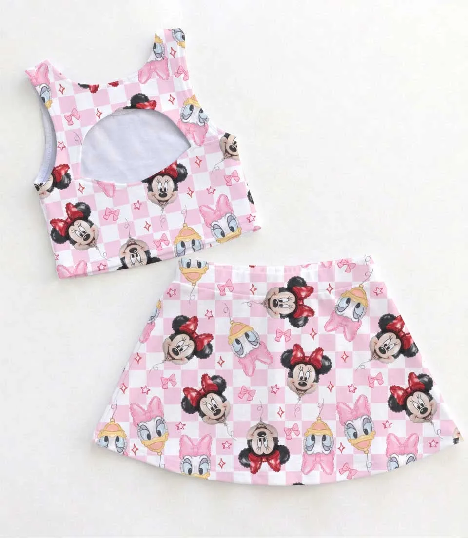 Disney Minnie Mouse Pink Gingham Check Dress Set, Minnie Mouse Family Matching Dress Set, Mom and Me Summer Vacation Outfit Costume - Image 2