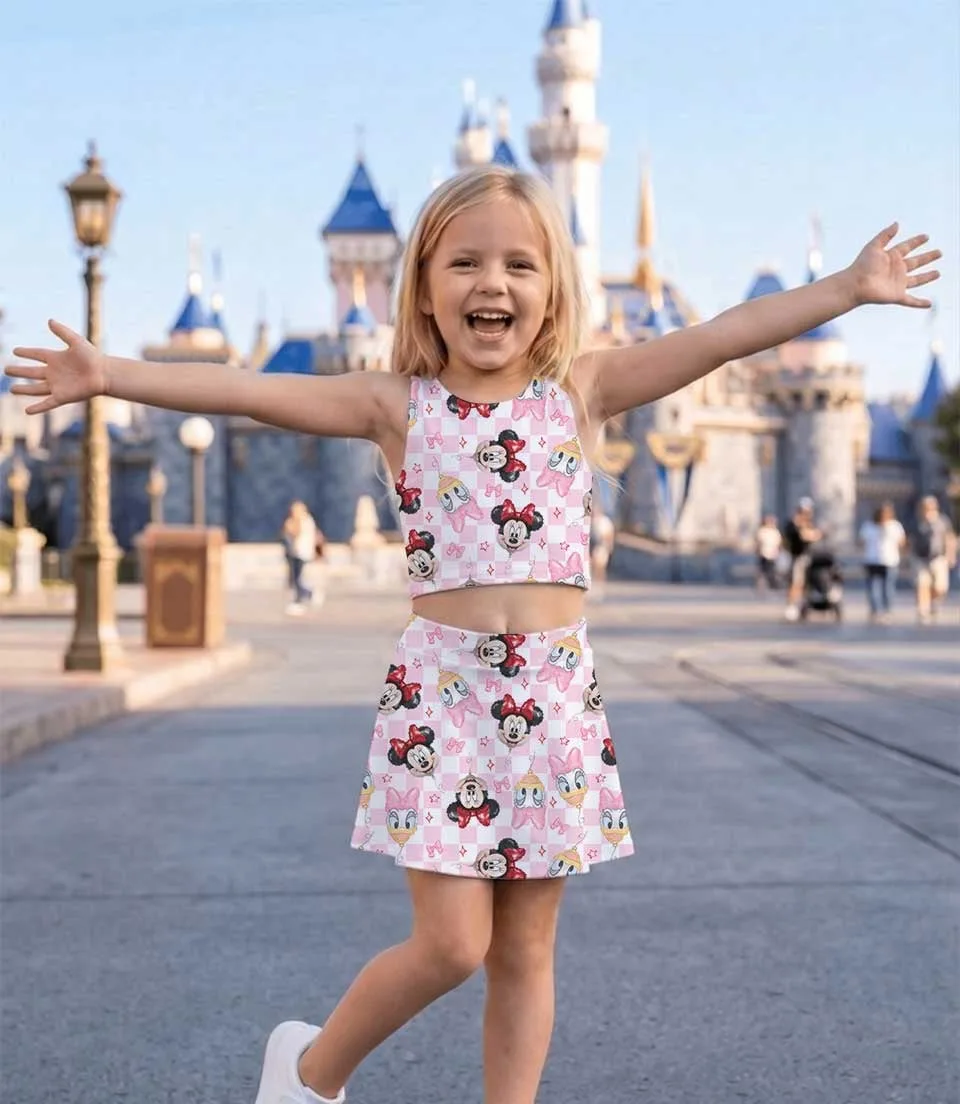 Disney Minnie Mouse Pink Gingham Check Dress Set, Minnie Mouse Family Matching Dress Set, Mom and Me Summer Vacation Outfit Costume - Image 5