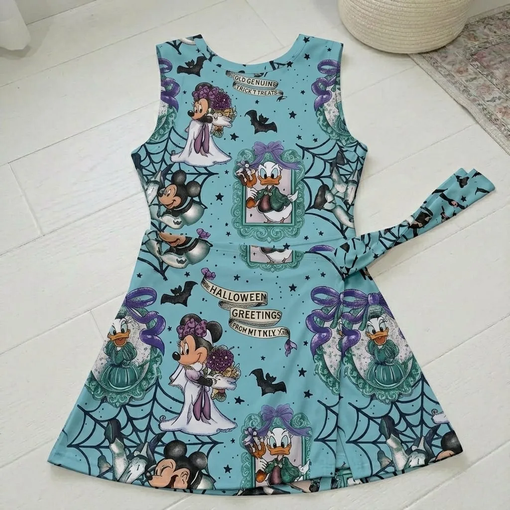 Mickey And Friends Halloween Tennis Dress Skirt, Disney Halloween Park Vacation Outfit, Mickey Halloween Skort Dress