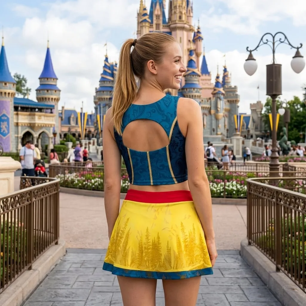Girls Snow White Princess Sleeveless Dress Set, Mom And Me Matching Outfits Active Running Cosplay Park Outfit - Image 3