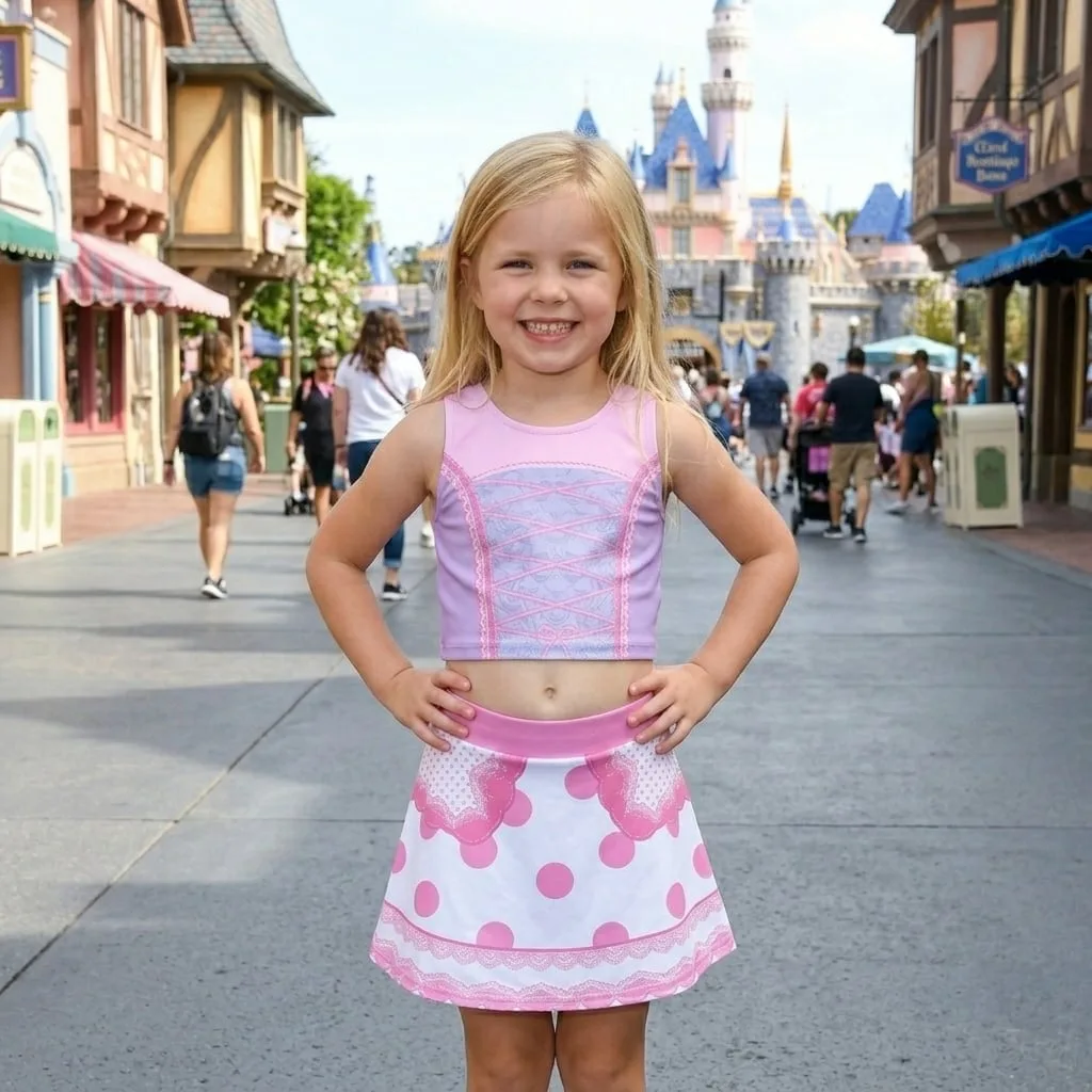 Bo Peep Lost Sheep Girls Teen Tween Active Skort, Toy Story Inspired Pink Polka Dot Outfit - Image 2