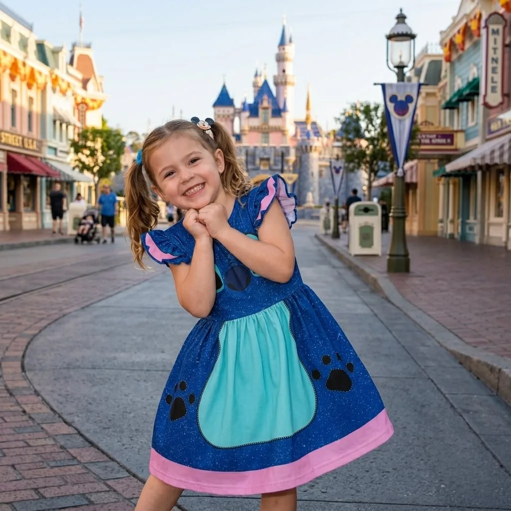 Stitch Ruffle Dress, Lilo And Stitch Disney Park Dress, Stitch Park Vacation Outfit For Girls - Image 4