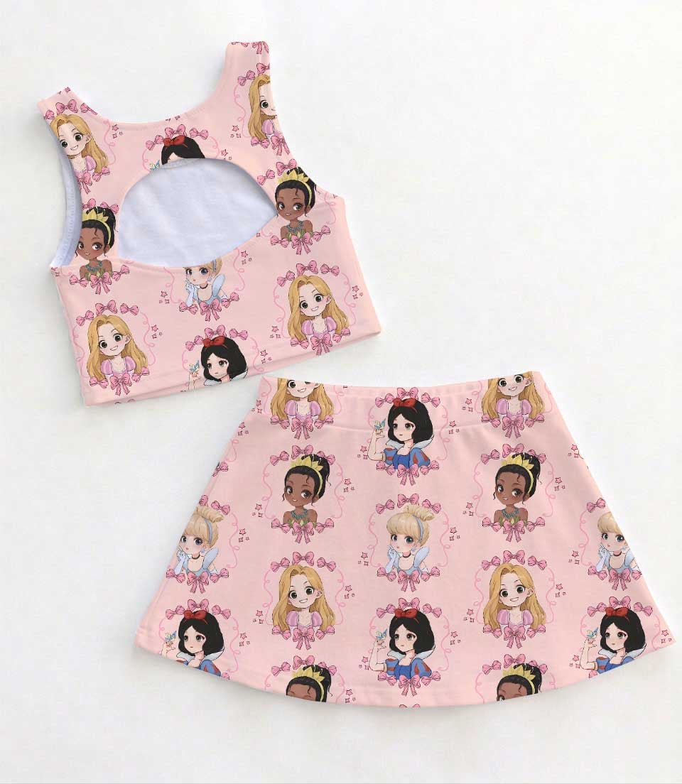 Disney Princess Pink Bow Dress Set, Snow White Rapunzel Cinderella Ariel Belle Family Matching Dress Set, Mom and Me Vacation Outfit Summer Outfit - Image 2