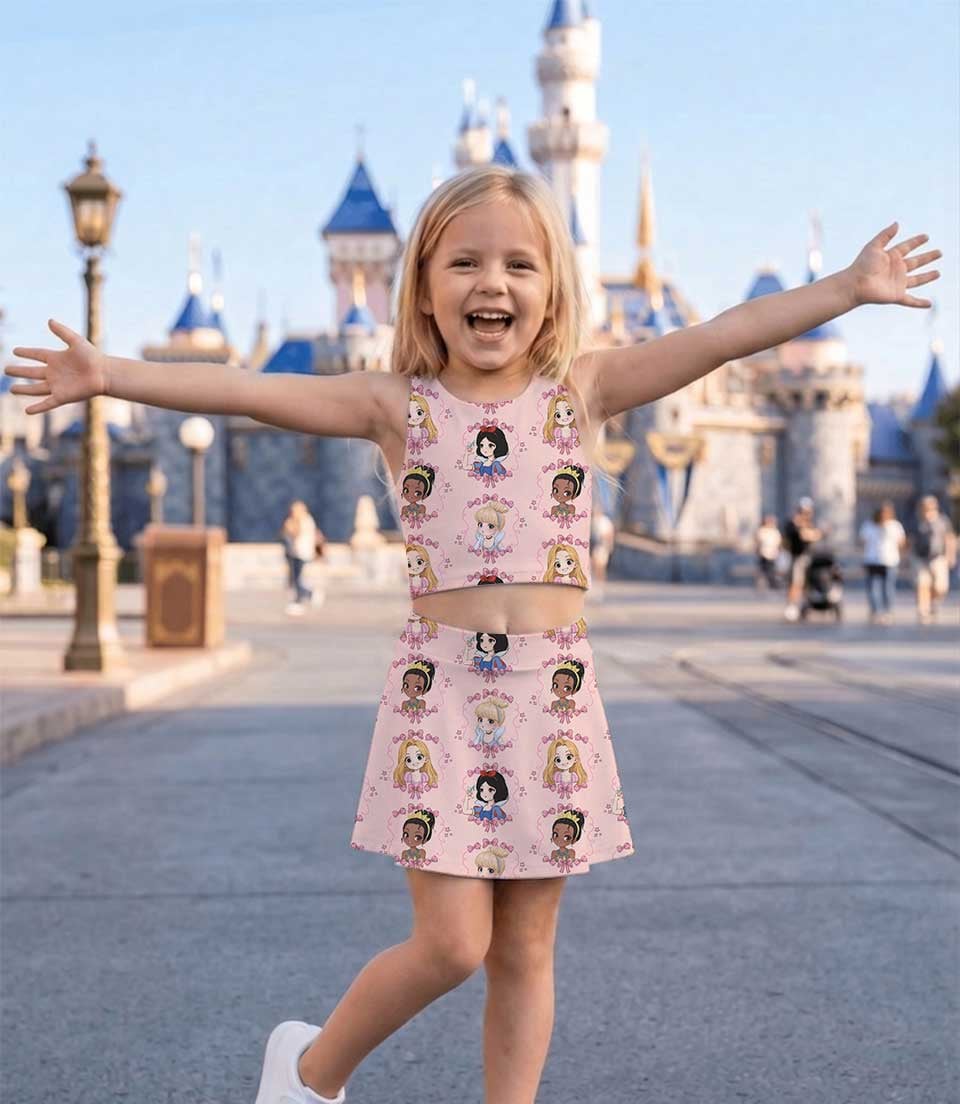Disney Princess Pink Bow Dress Set, Snow White Rapunzel Cinderella Ariel Belle Family Matching Dress Set, Mom and Me Vacation Outfit Summer Outfit - Image 5