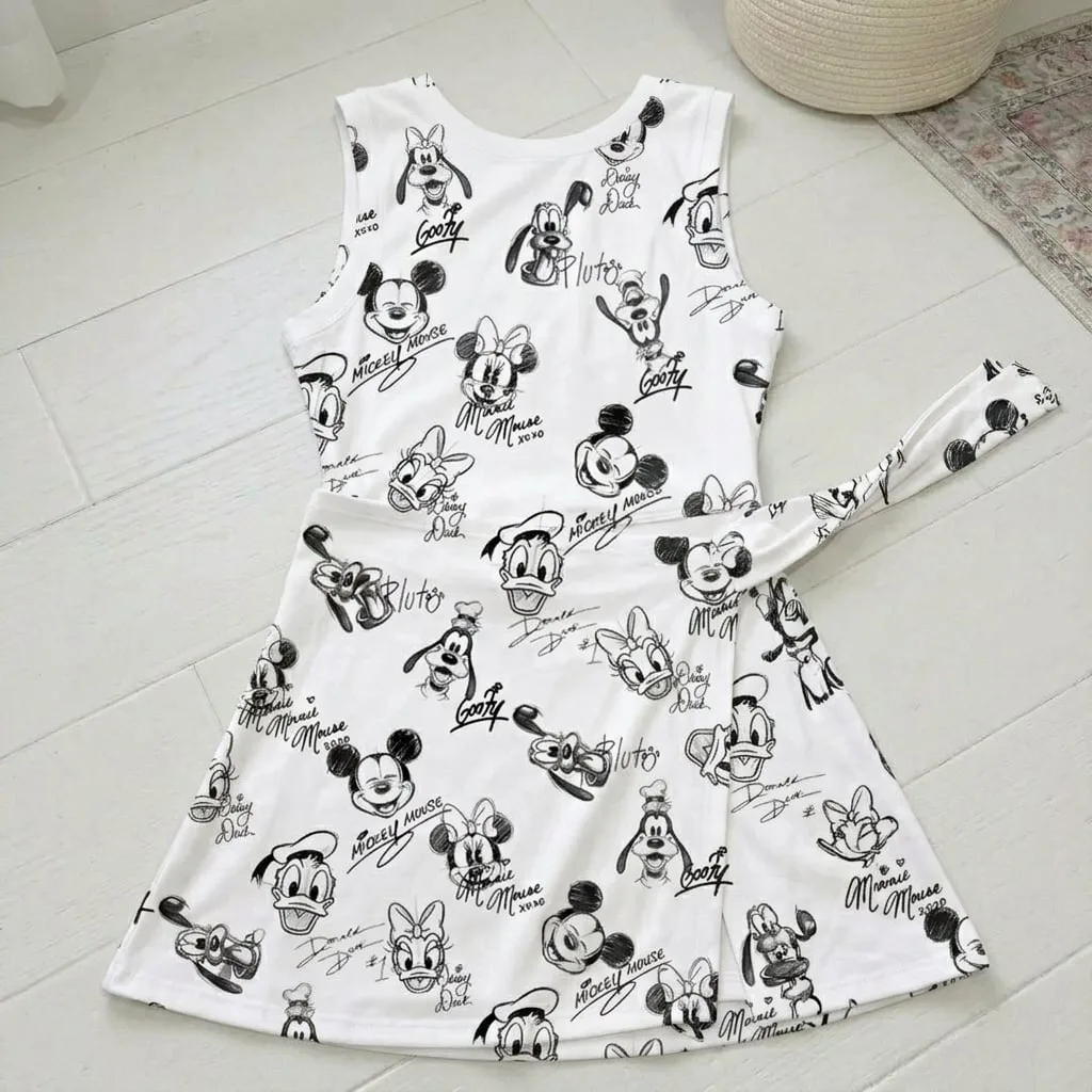 Mickey Minnie Donald Pluto Goofy Crew Balloon Pastel Tennis Dress Skirt, Disneyland Inspired Tennis Dress Skirt - Image 2