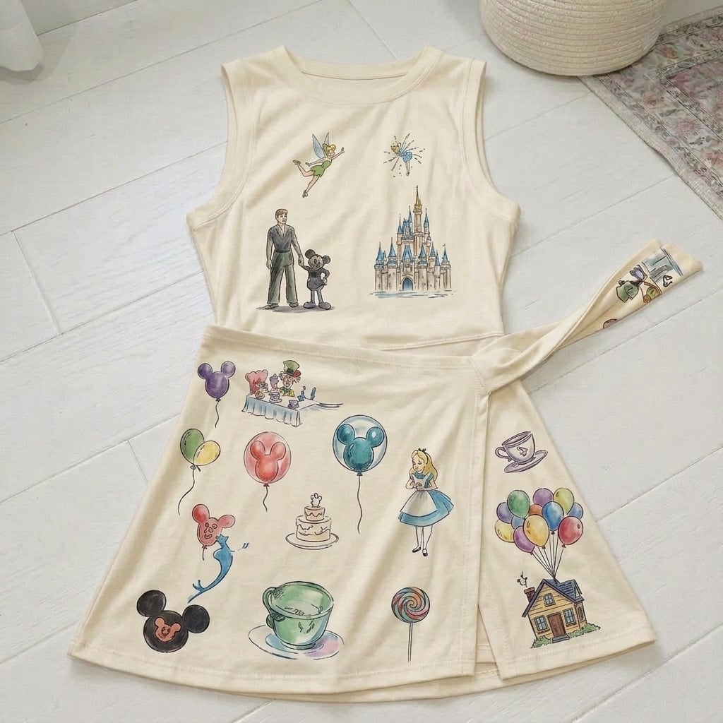 Disney Tennis Dress Mickey Minnie Castle Skirt, Kids Cartoon Outfit Birthday Gift - Image 2