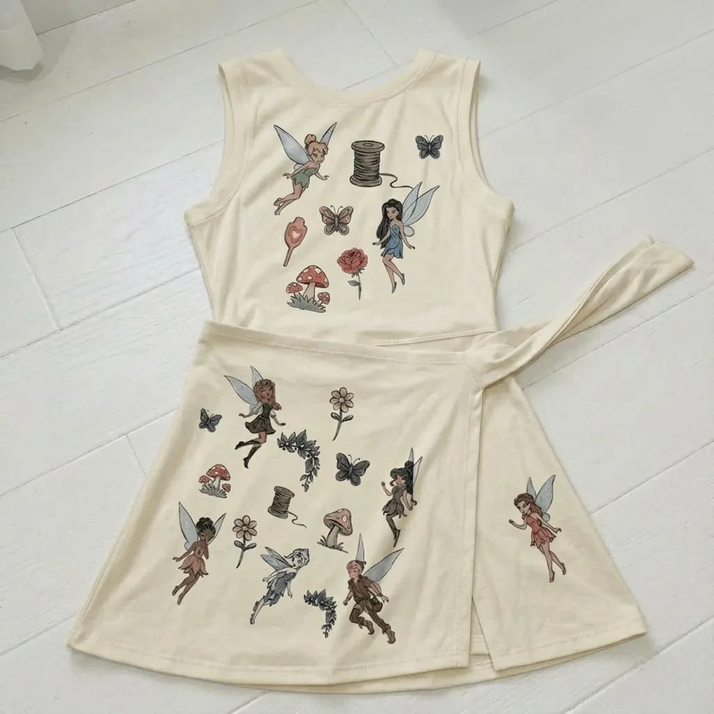 Tinkerbell Tennis Dress White Ruffle Skirt, Fairy Athletic Outfit Boutique Sports Dress Gift - Image 2