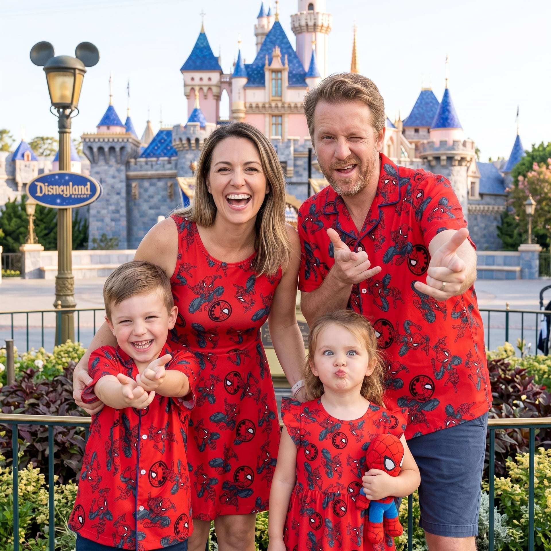 Marvel Spiderman Matching Family Outfit, Superhero Skater Dress And Button Shirt, Theme Park Trip Clothing - Image 5