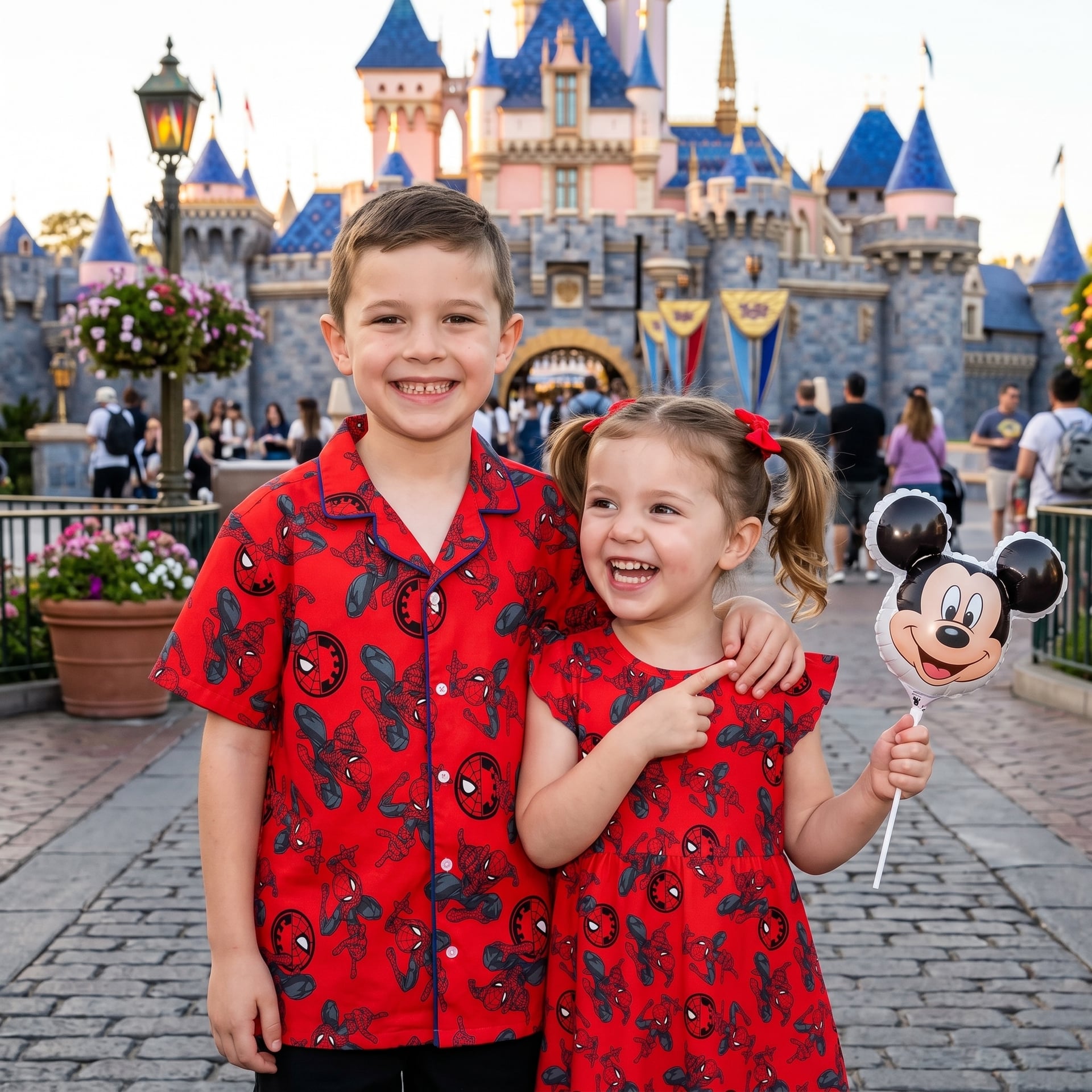 Marvel Spiderman Matching Family Outfit, Superhero Skater Dress And Button Shirt, Theme Park Trip Clothing - Image 4