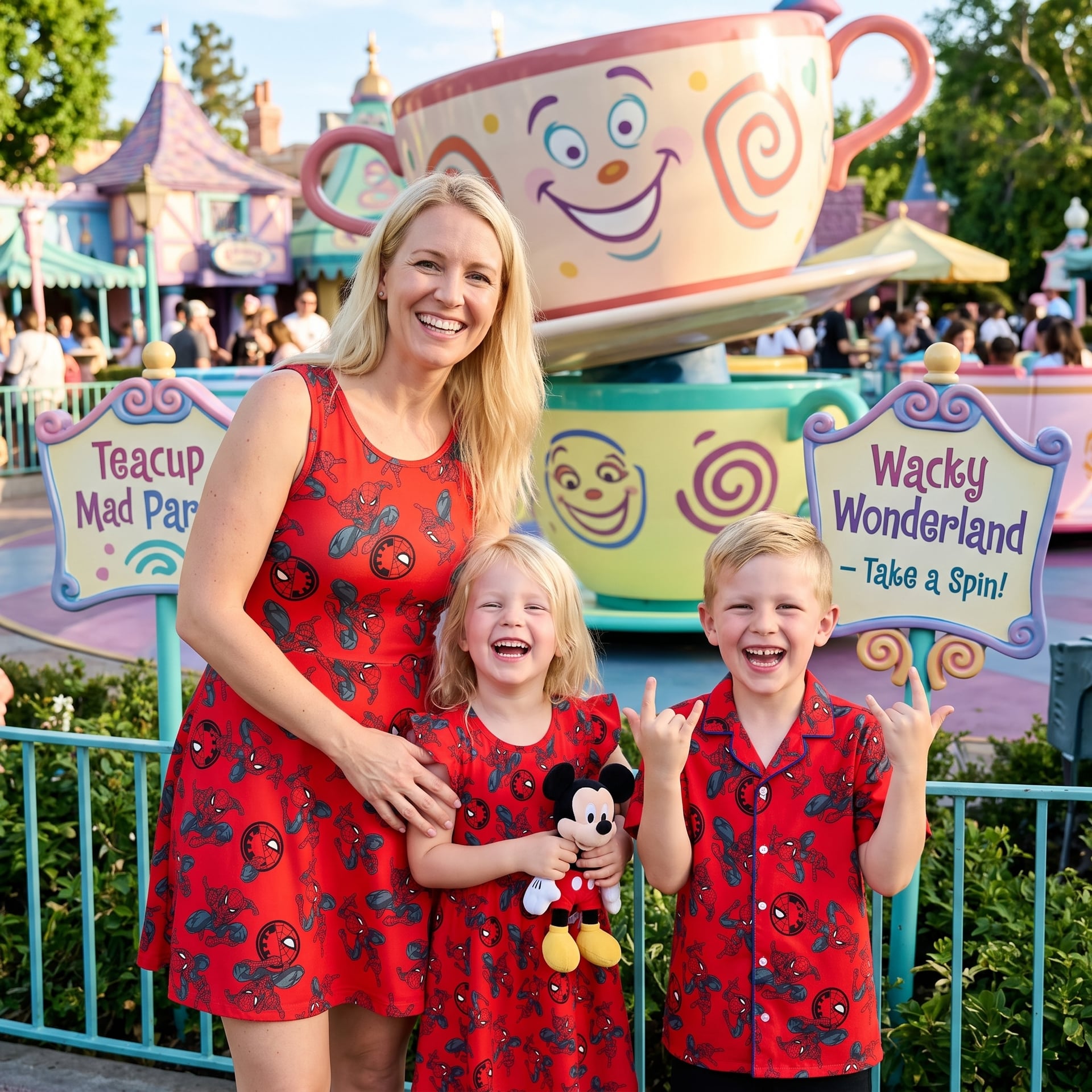Marvel Spiderman Matching Family Outfit, Superhero Skater Dress And Button Shirt, Theme Park Trip Clothing - Image 3