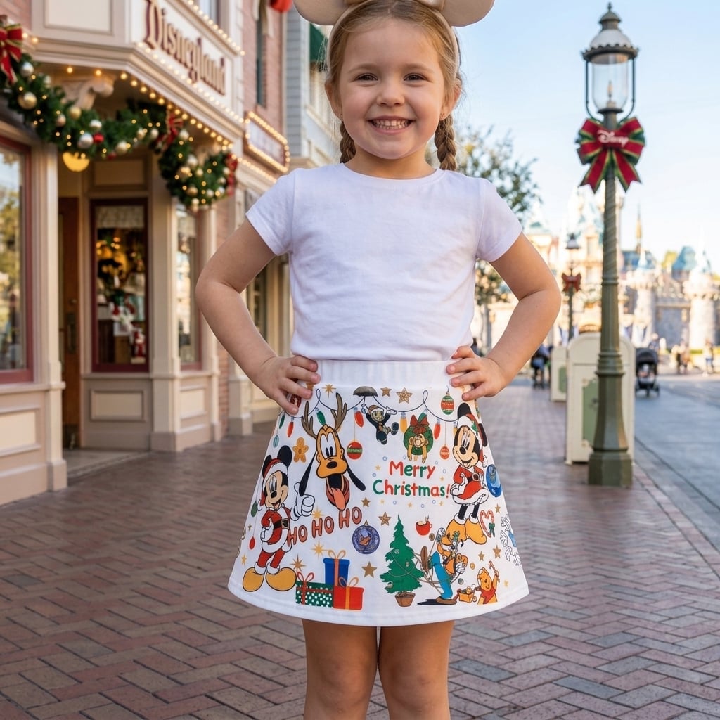 Mickey And Friends Christmas Skater Skirt, Disney Holiday Women's Skirt - Image 4
