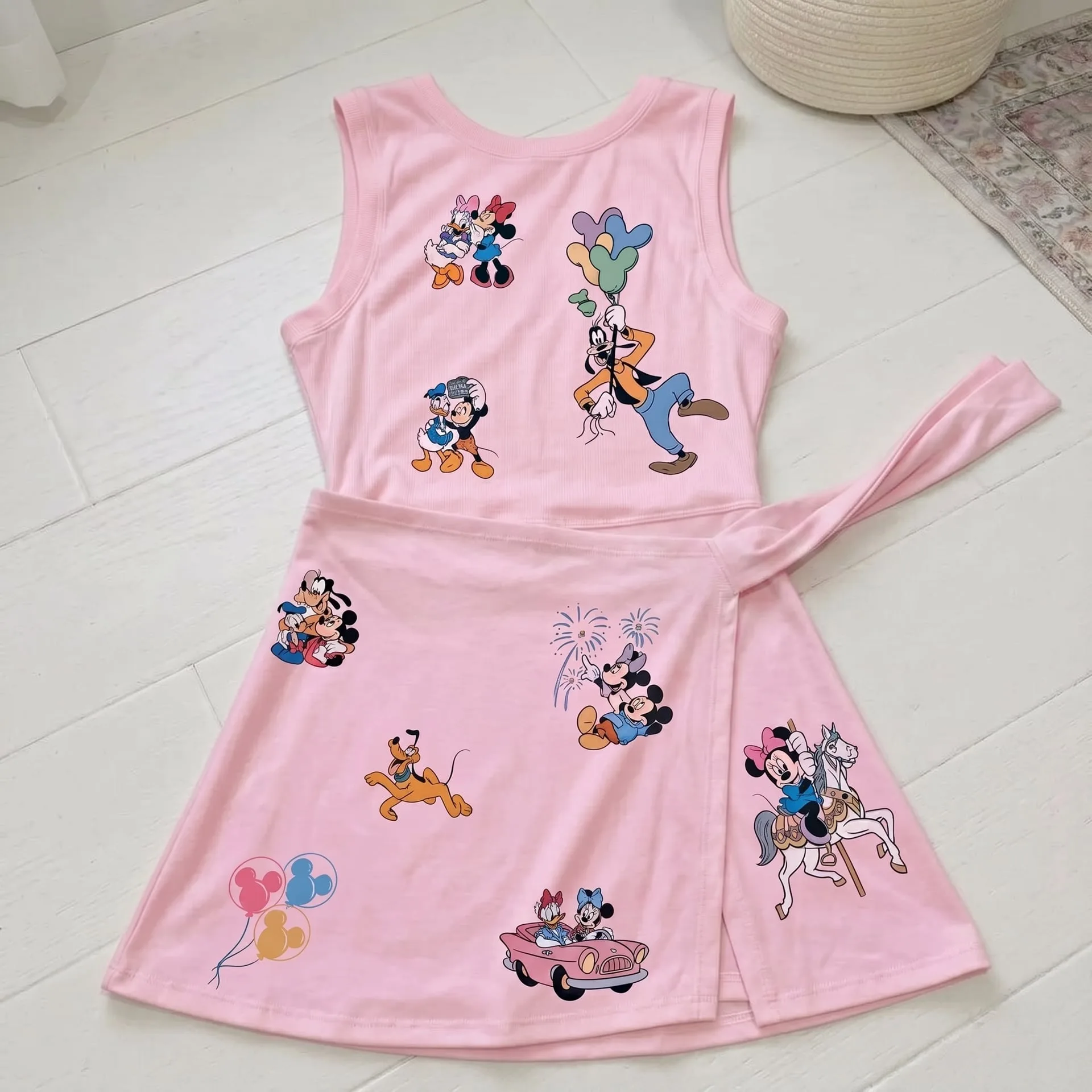 Mickey And Friends Tennis Dress Magical Mouse Disneyland Outfit, Retro Pleated Skirt Family Vacation Dress Set - Image 2