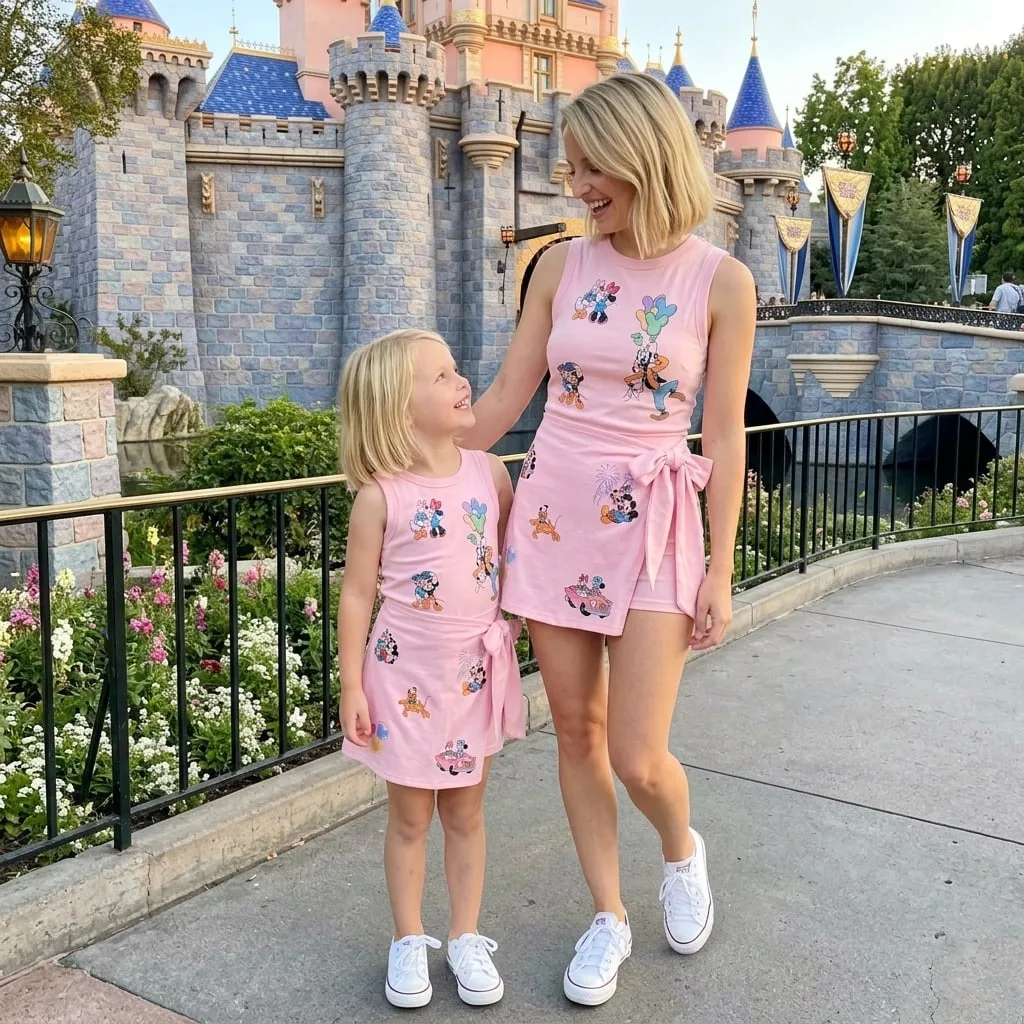 Mickey And Friends Tennis Dress Magical Mouse Disneyland Outfit, Retro Pleated Skirt Family Vacation Dress Set - Image 4
