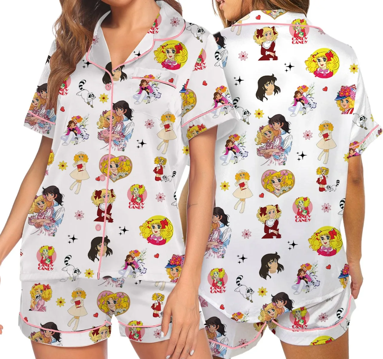 Candy Candy Anime Satin Pajama Set, Candy Candy Episodio 1 En Español Pajamas - Image 4