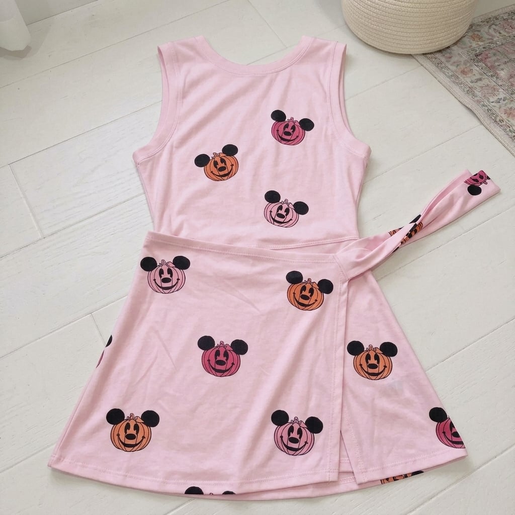 Pink Halloween Disney Tennis Dress, Mickey Pumpkin Pink Dress For Women - Image 2
