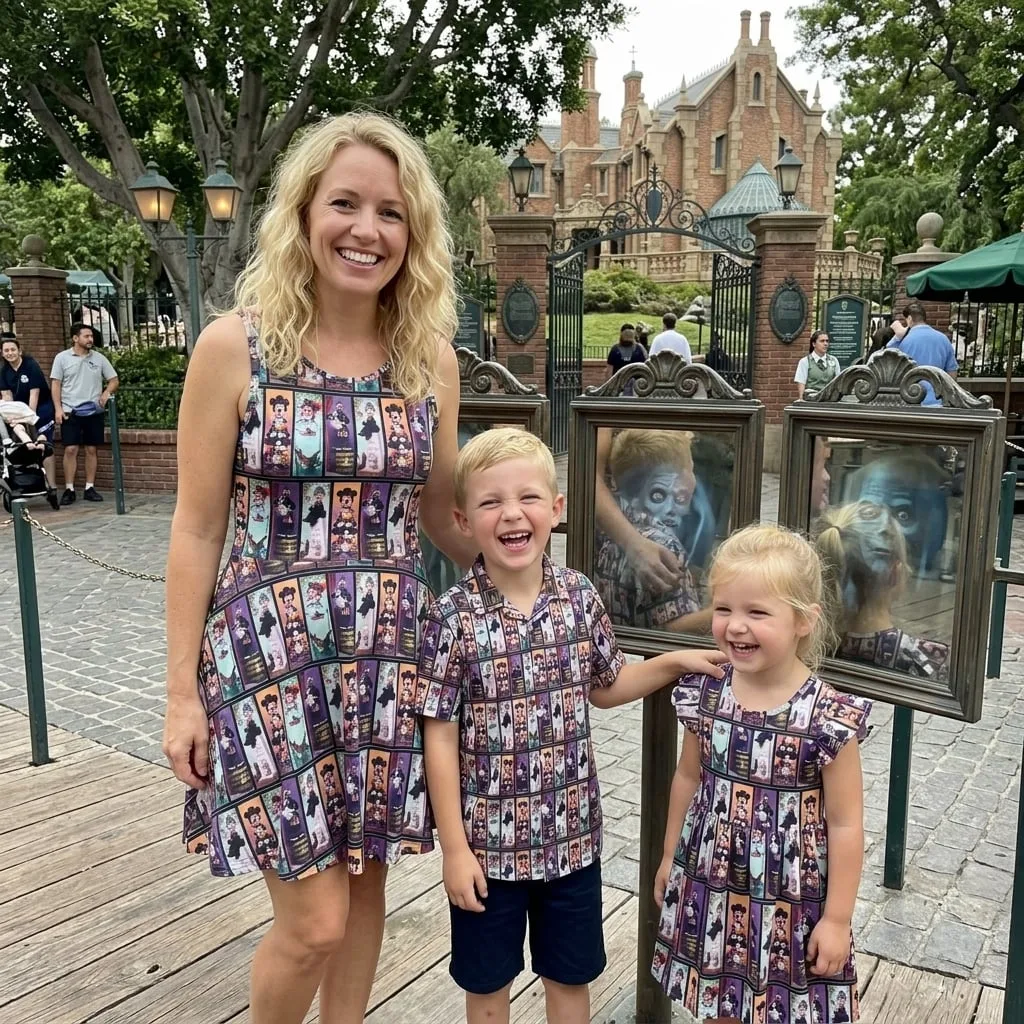 Disney Haunted Mansion Matching Outfit, Hitchhiking Ghosts Halloween Skater Dress - Image 3