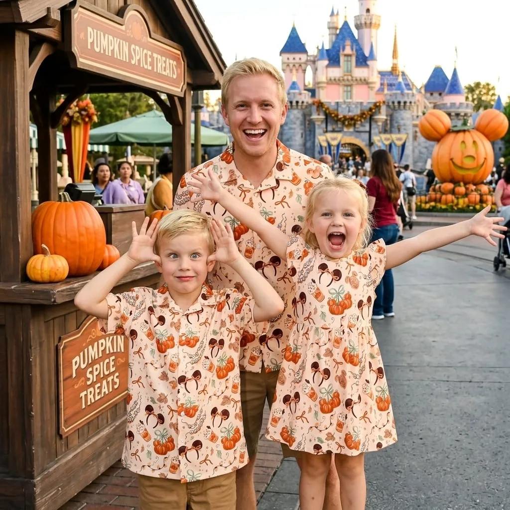 Mickey Mouse Halloween Matching Family Outfit, Minnie Pumpkin Disney Skater Dress - Image 2