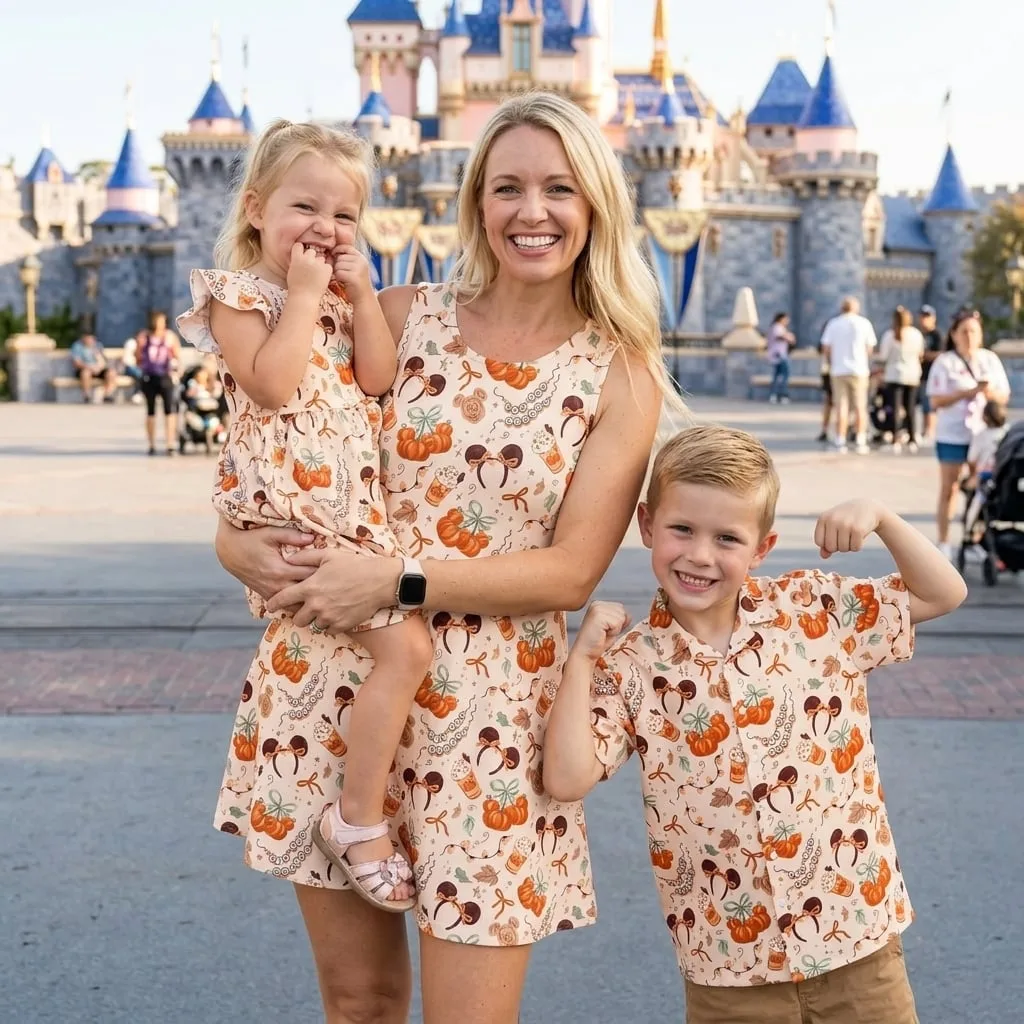Mickey Mouse Halloween Matching Family Outfit, Minnie Pumpkin Disney Skater Dress - Image 3