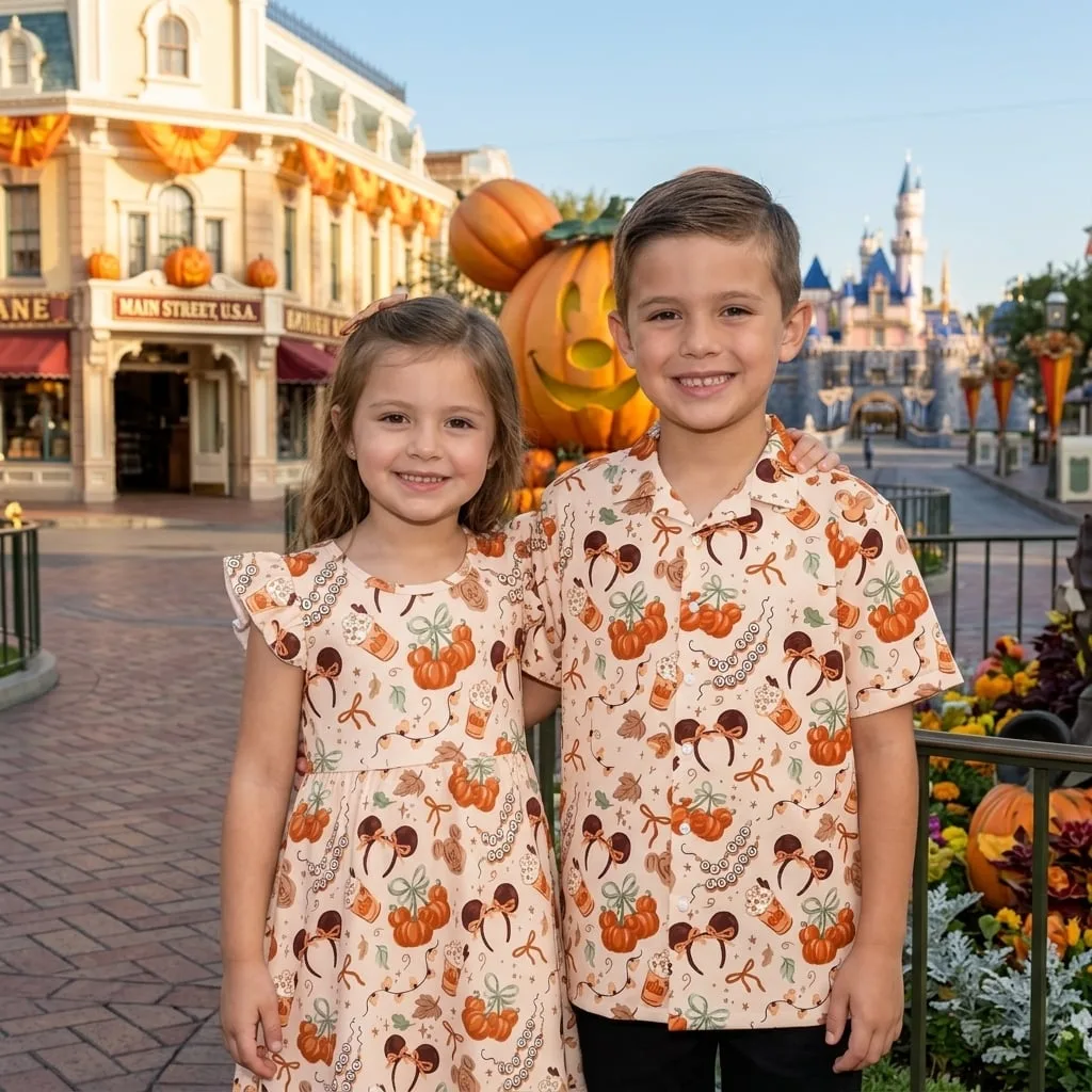 Mickey Mouse Halloween Matching Family Outfit, Minnie Pumpkin Disney Skater Dress - Image 4