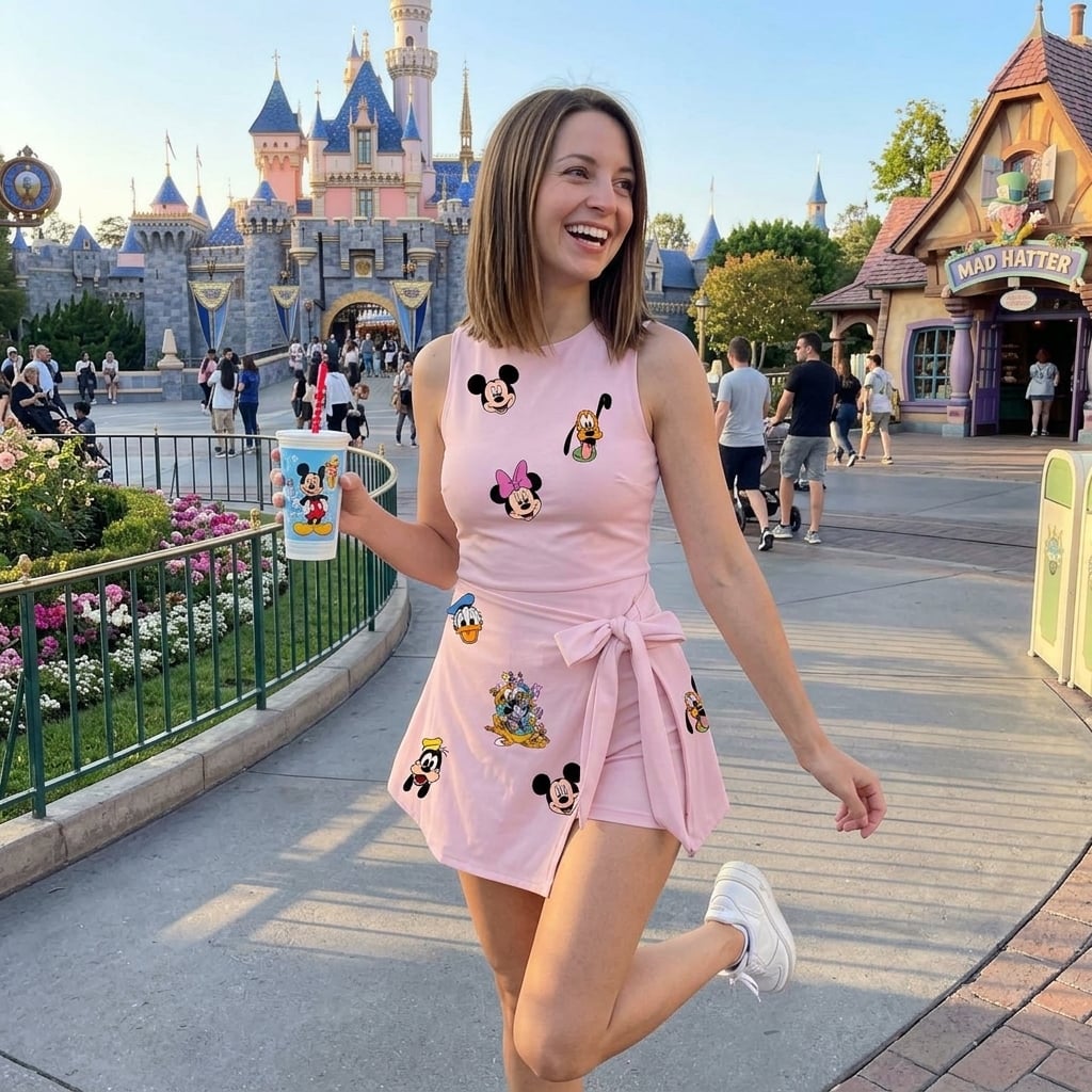 Minnie Mouse Tennis Dress Skirt, Minnie Mouse Sketch Disney Tennis Skort For Women - Image 4