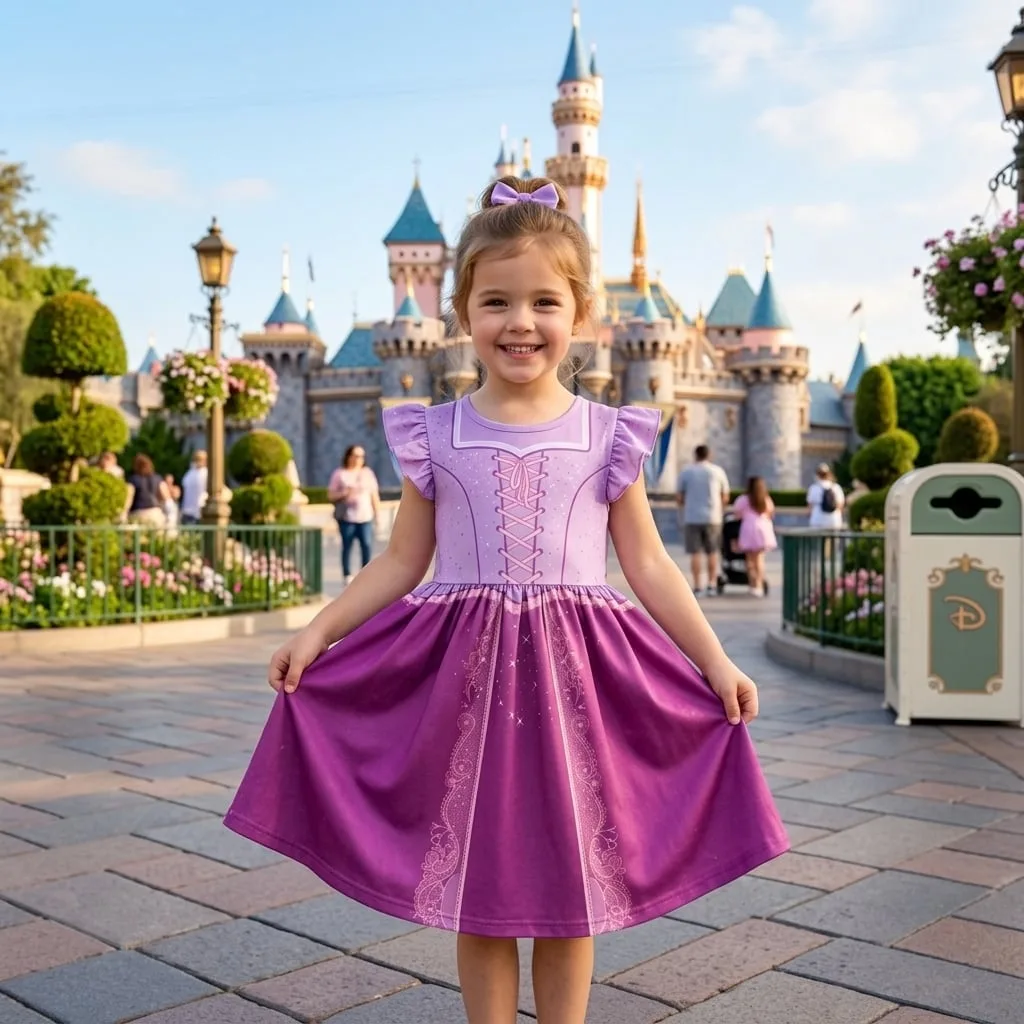 Rapunzel Tangled Toddler Ruffle Dress, Disney Princess Birthday Halloween Costume For Girls