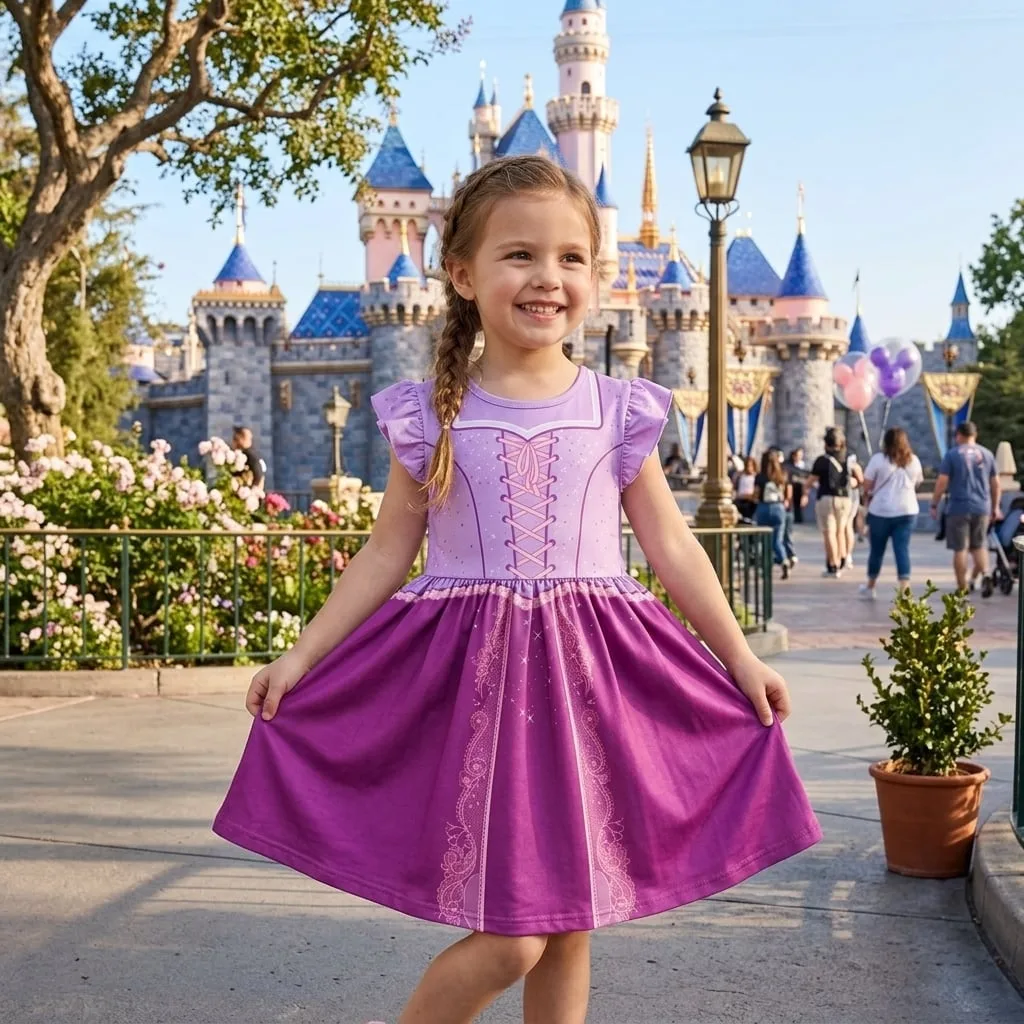 Rapunzel Tangled Toddler Ruffle Dress, Disney Princess Birthday Halloween Costume For Girls - Image 3