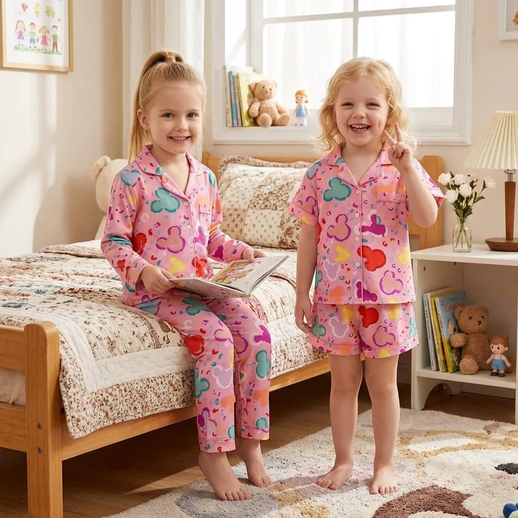 Mickey Leopard Satin Pajama Set, Disney Mouse Family Matching Sleepwear, Animal Kingdom Safari Pajamas - Image 2
