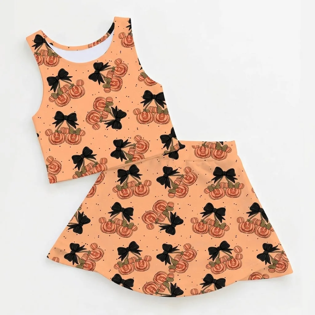 Disney Mickey Pumpkin Halloween Matching Dress Set, Cute Fall Halloween Dress