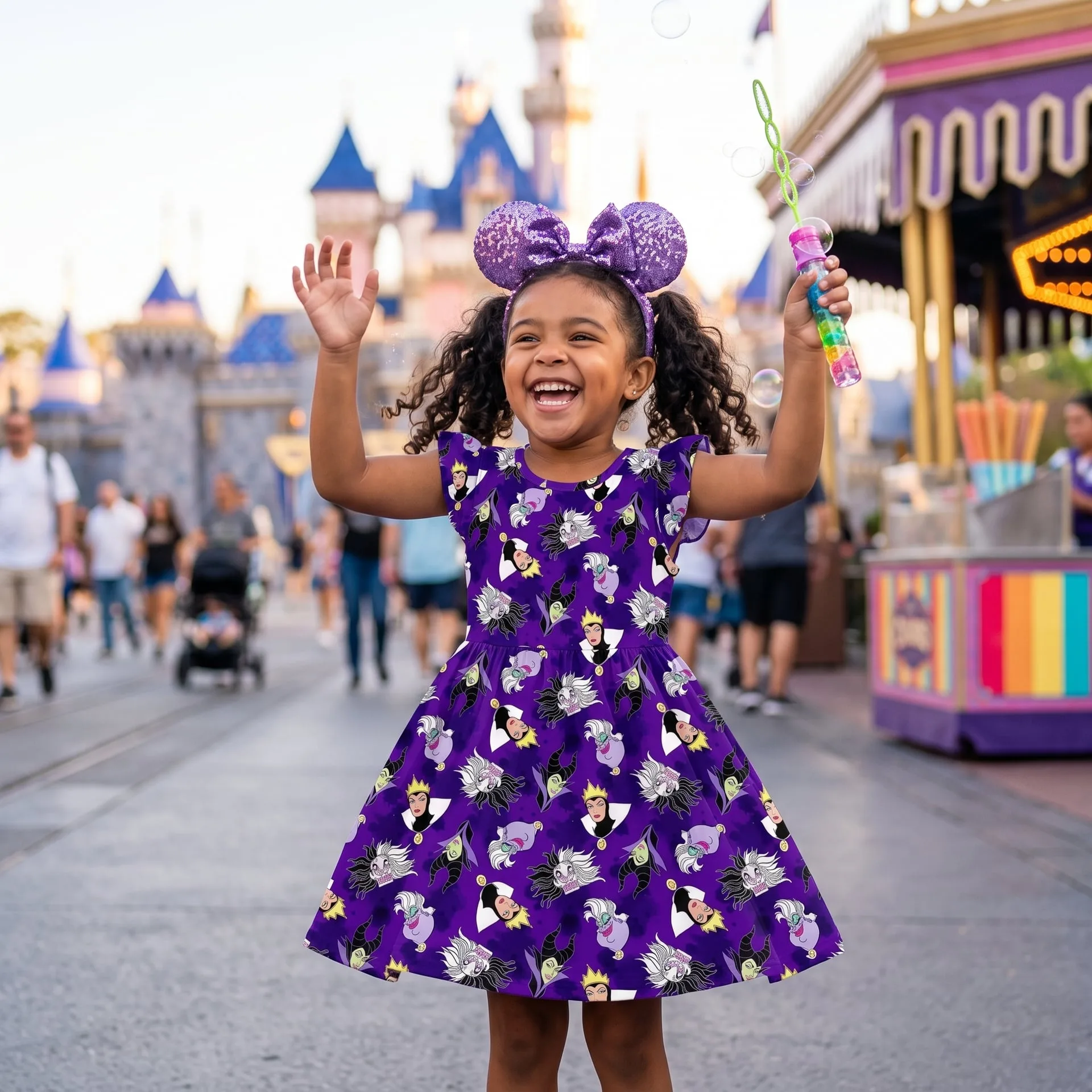 Villains Halloween Ruffle Dress, Evil Queen Maleficent Ursula Disney Halloween Dress - Image 3