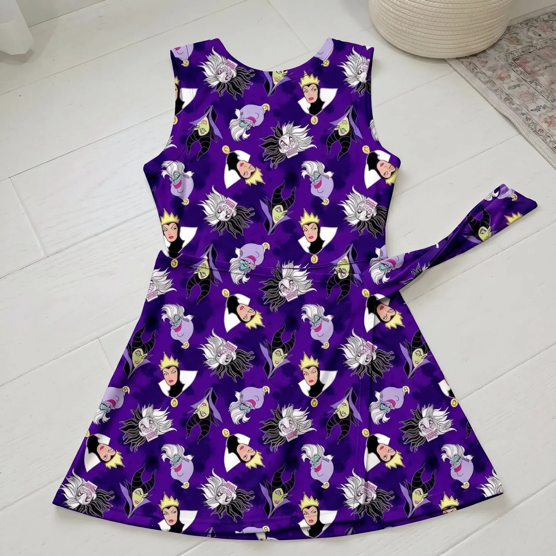 Villains Halloween Tennis Dress Skirt, Evil Queen Maleficent Ursula Disney Halloween Dress - Image 3