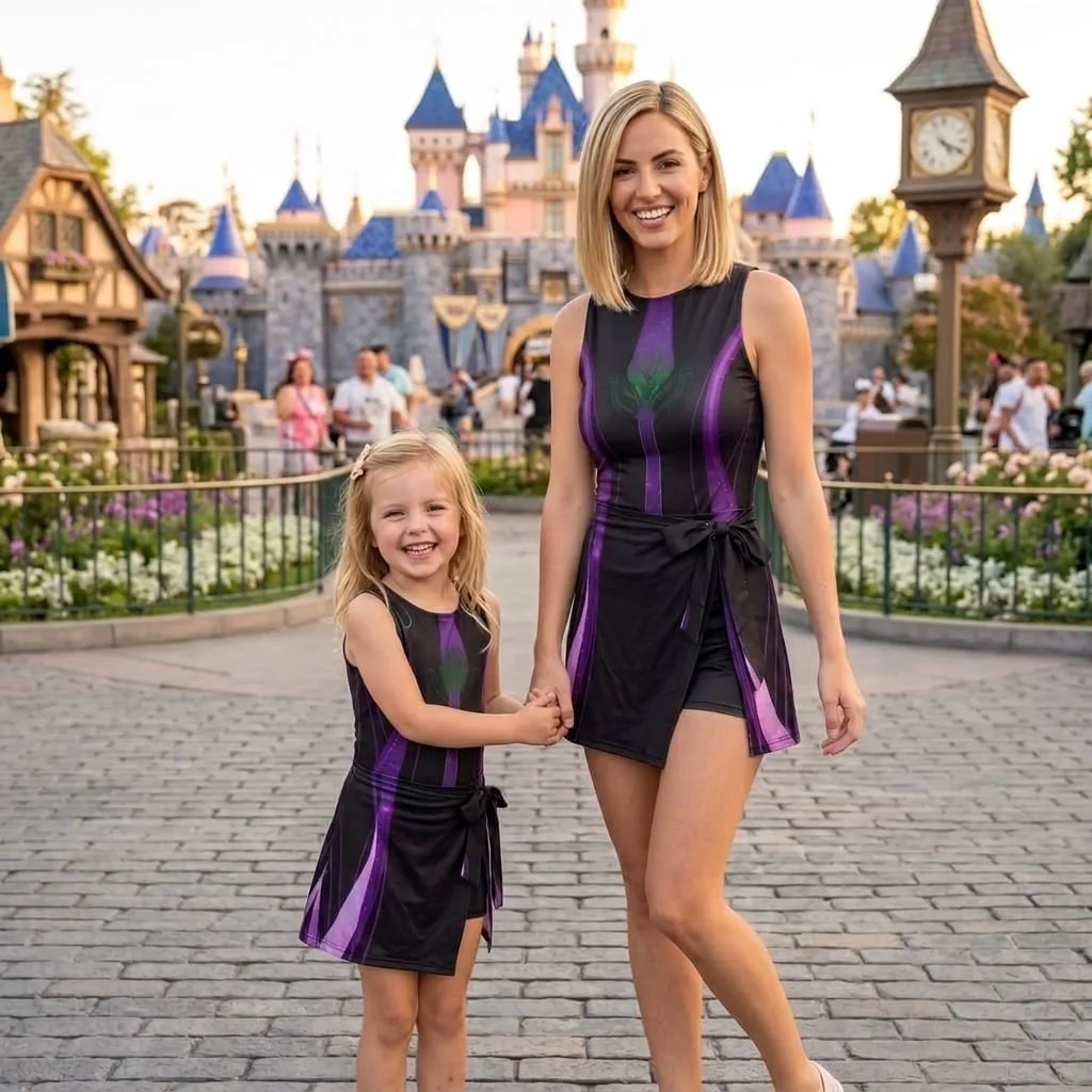 Villains Halloween Tennis Dress Skirt, Evil Queen Maleficent Ursula Disney Halloween Dress - Image 4