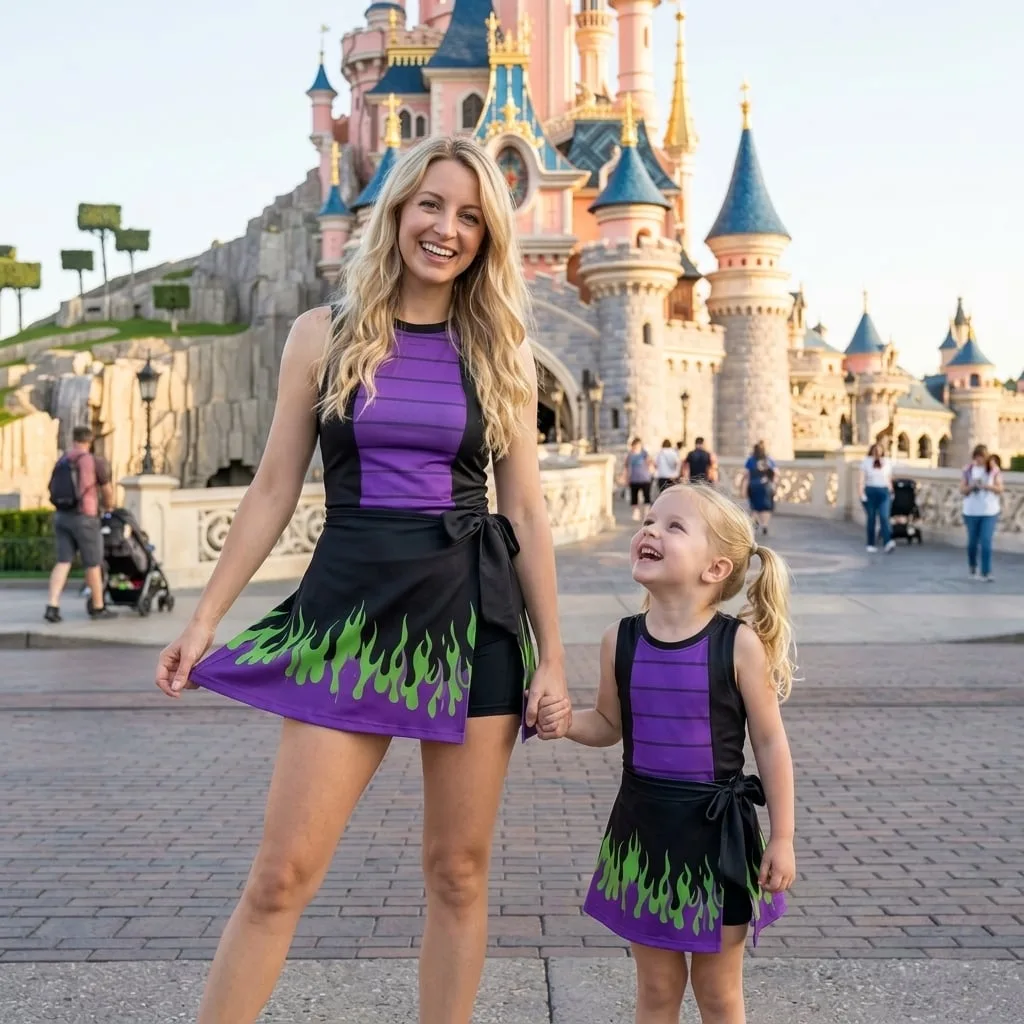 Maleficent Tennis Dress Skirt, Disney Villains Park Vacation Outfit, Maleficent Skort Dress - Image 3