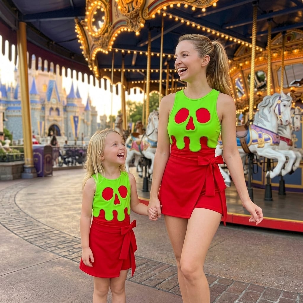 Evil Queen Poison Apple Tennis Dress Skirt, Disney Villains Park Vacation Outfit, Snow White Skort Dress - Image 4