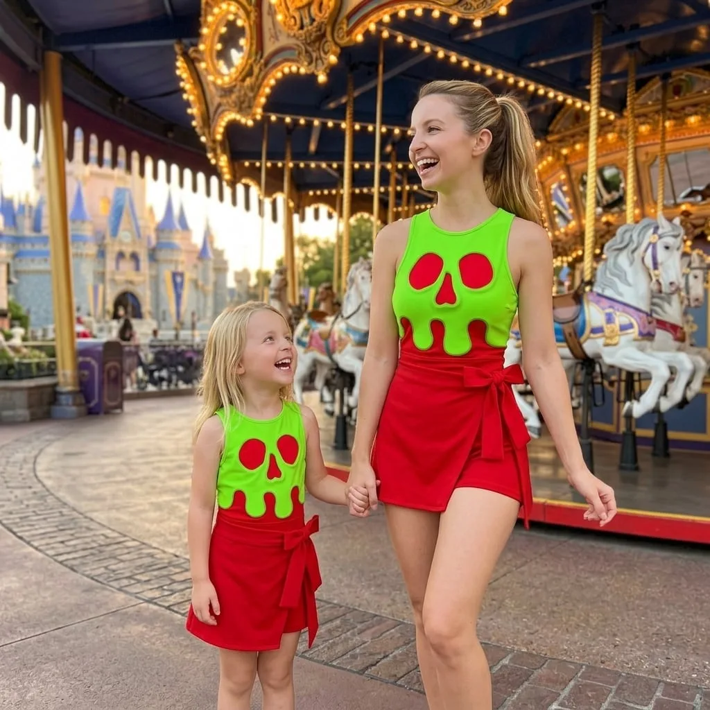 Evil Queen Poison Apple Tennis Dress Skirt, Disney Villains Park Vacation Outfit, Snow White Skort Dress - Image 4