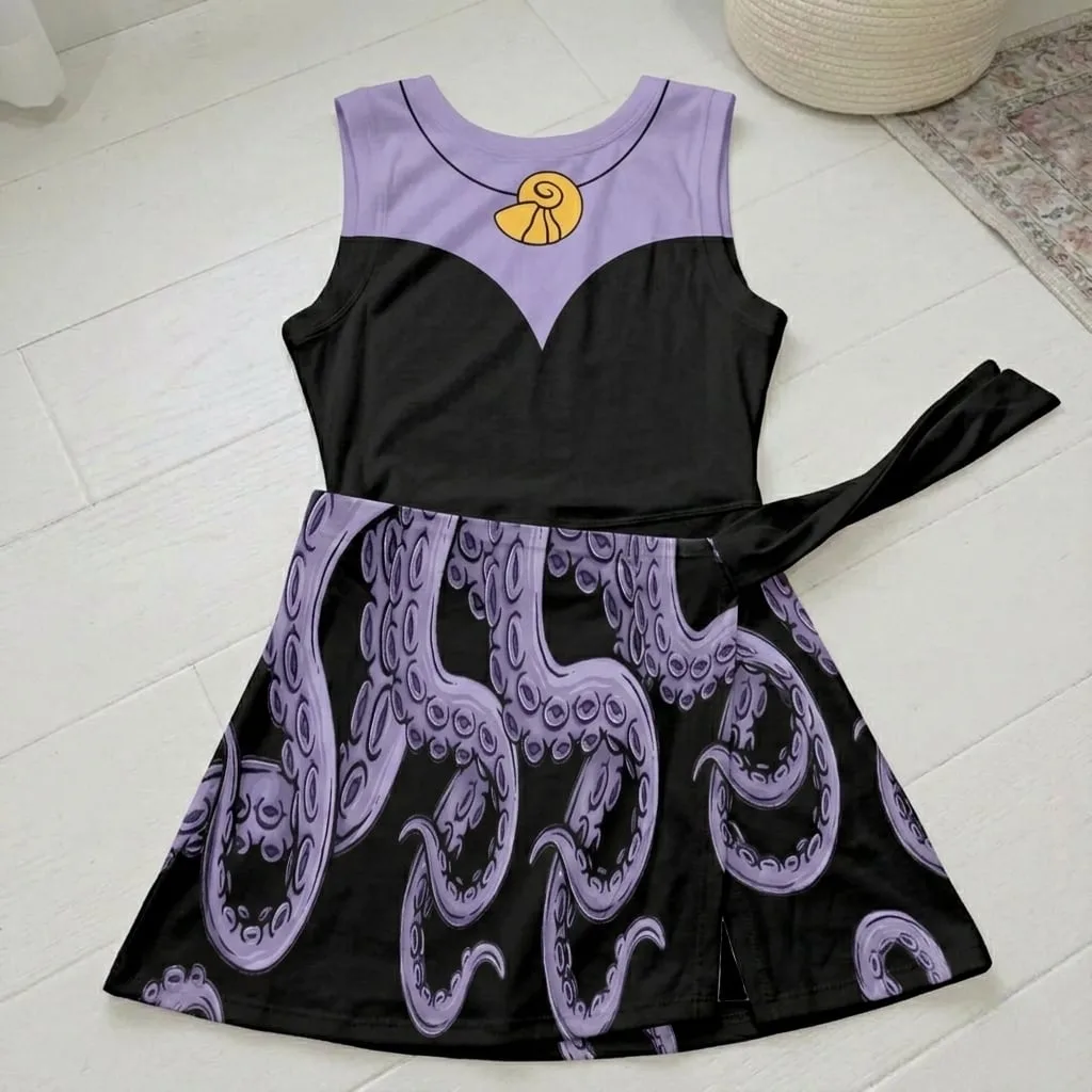 Ursula Tennis Dress Skirt, Disney Villains Park Vacation Outfit, Ursula Skort Dress