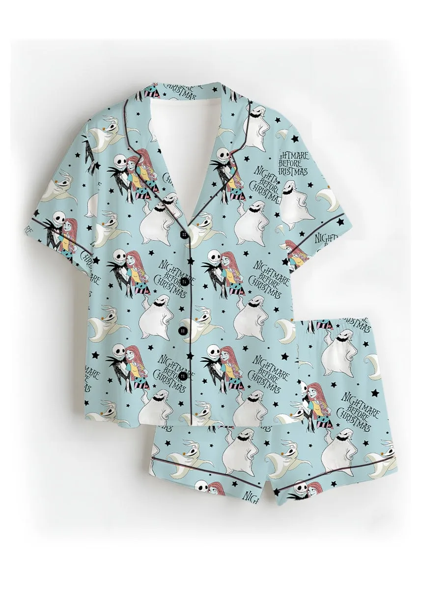 Nightmare Before Christmas Satin Pajamas Set, Jack Skellington Sally Sleepwear, Disney Halloween Pajama Set - Image 2