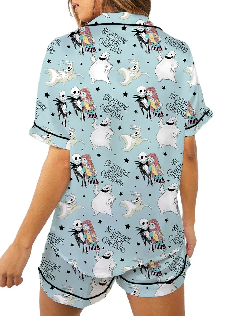 Nightmare Before Christmas Satin Pajamas Set, Jack Skellington Sally Sleepwear, Disney Halloween Pajama Set - Image 7