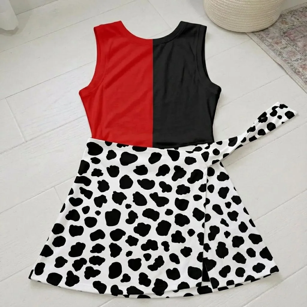 Cruella Tennis Dress Skirt, Disney Villains Park Vacation Outfit, Cruella Skort Dress